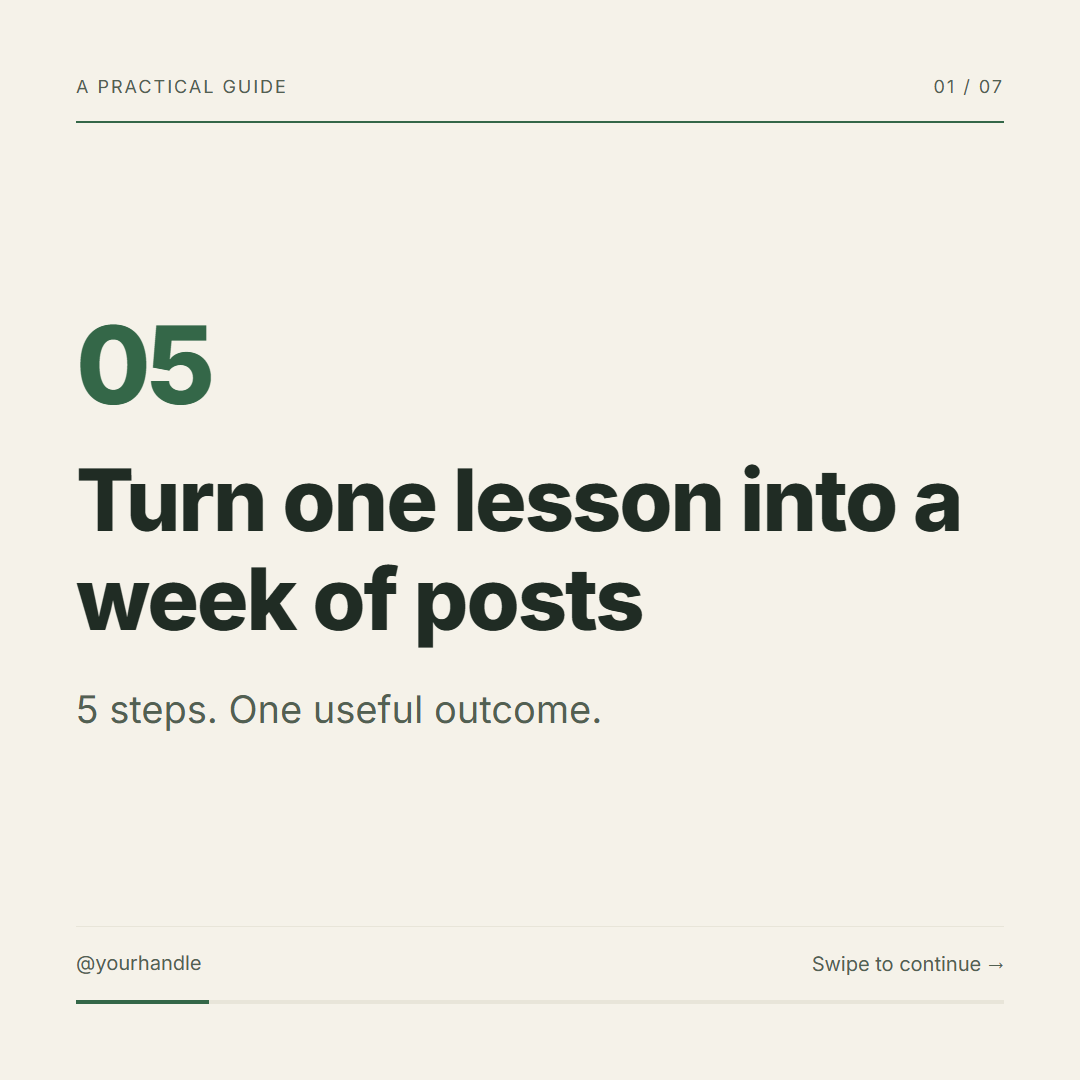 Example cover of a step-by-step educational carousel